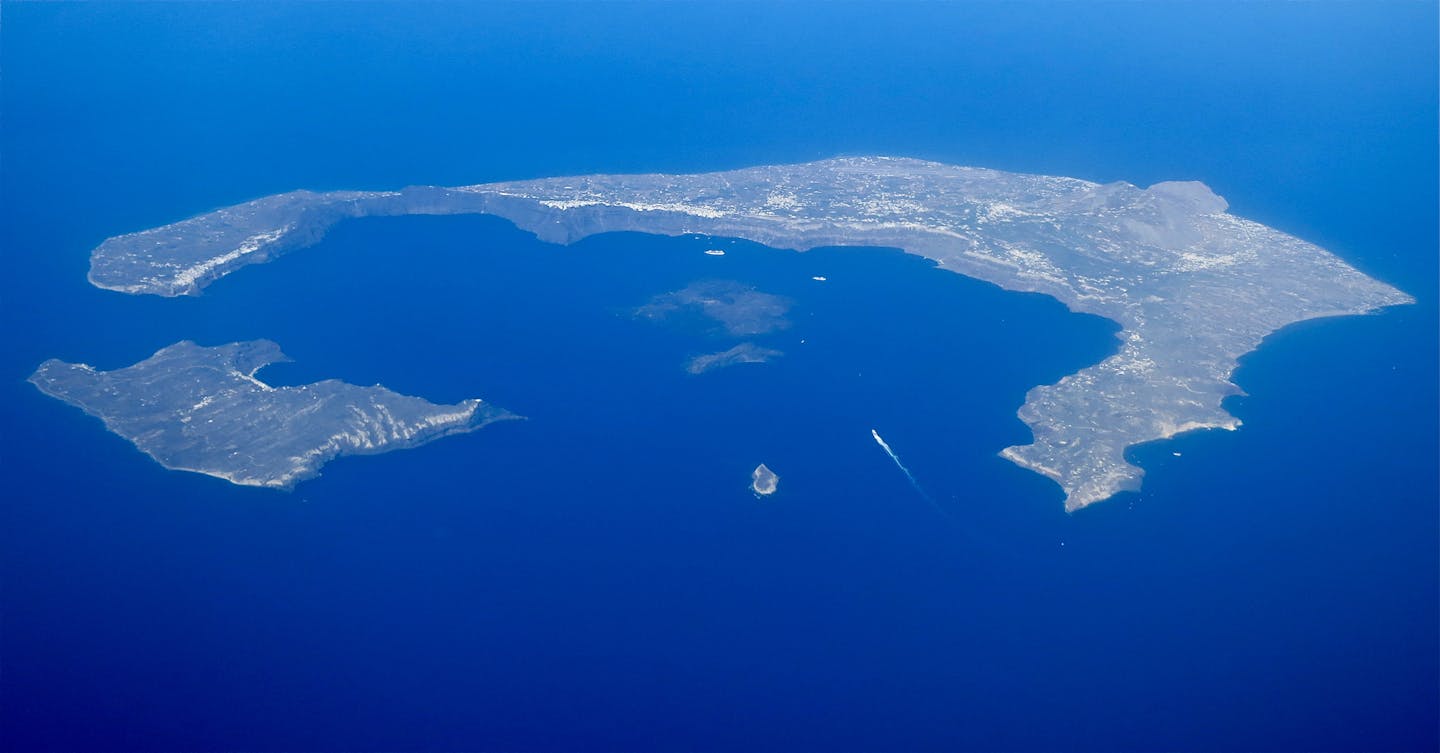 aerial view of Santorini Caldera