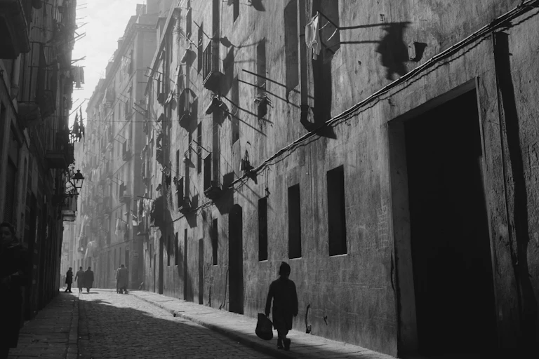 A moody street in Barcelona