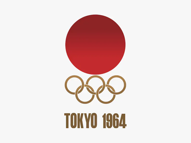 Japan rising sun on top of Olympic rings.