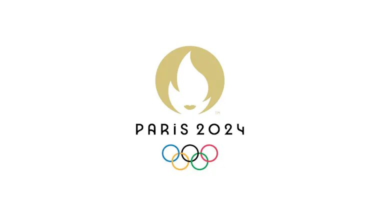 Flame and olympic rings.