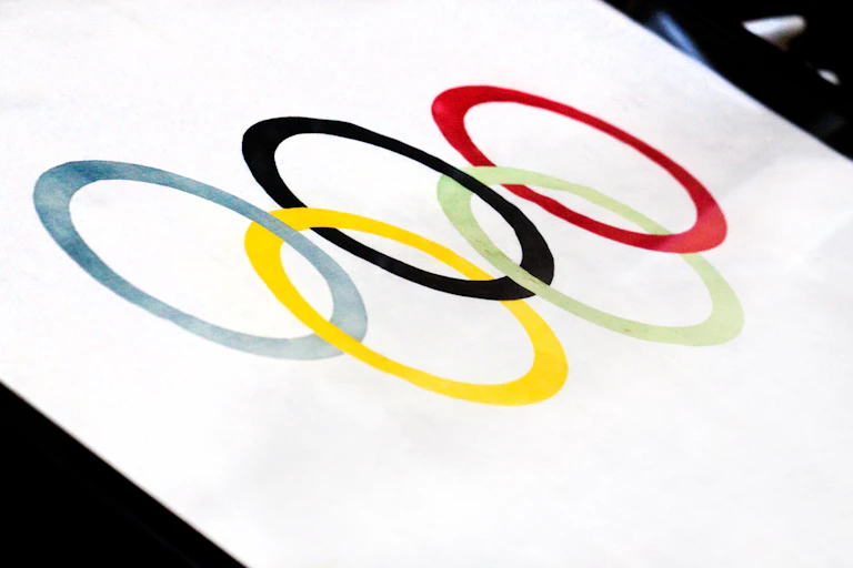 Olympic rings on a white background.
