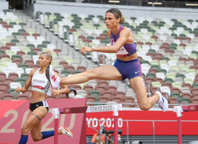 Sydney McLaughlin competing in Tokyo