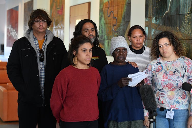 Alawa woman May August and other First Nations people from the Northern Territory at Parliament.