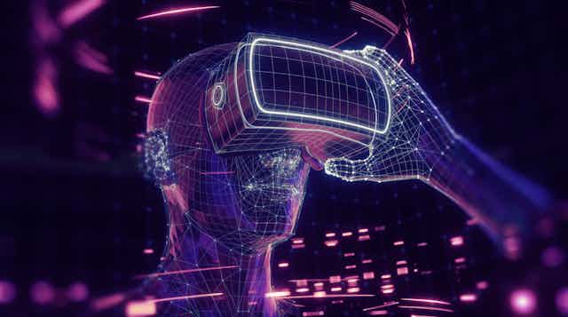 Virtual depiction of a person wearing a VR headset