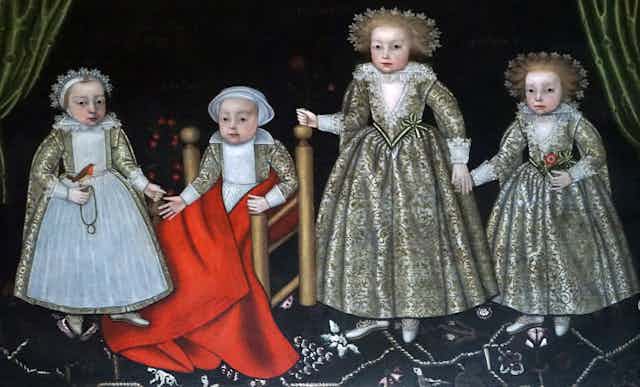 A painting of four children.