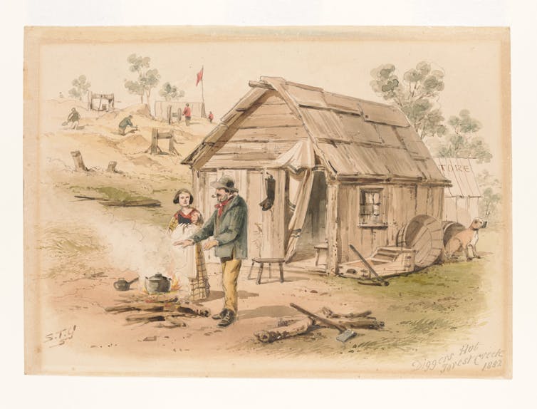 bark hut on goldfields