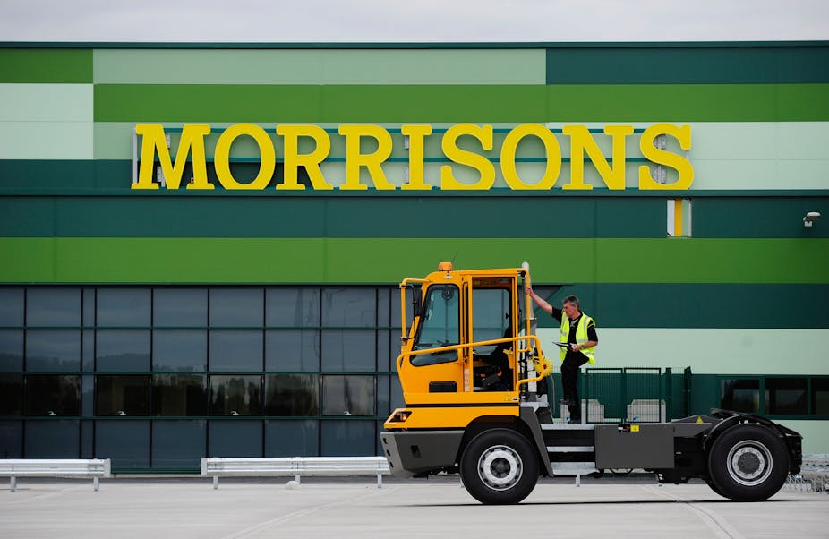 A truck in front of a Morrisons supermarket