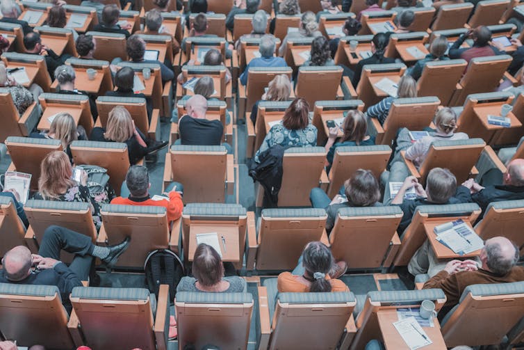 An aerial shot of a shareholder AGM.