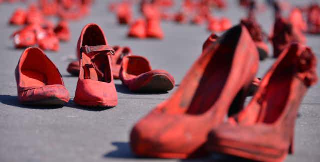 Painted red shoes.