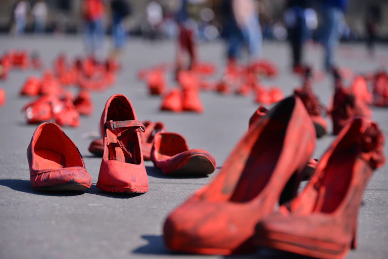 Painted red shoes.