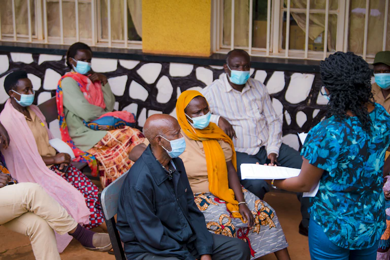 People waiting to be vaccinated.