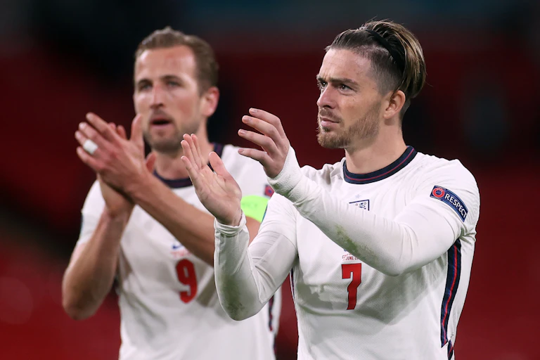 Jack Grealish and Harry Kane playing for England