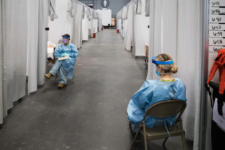 Medics on a COVID ICU in New York