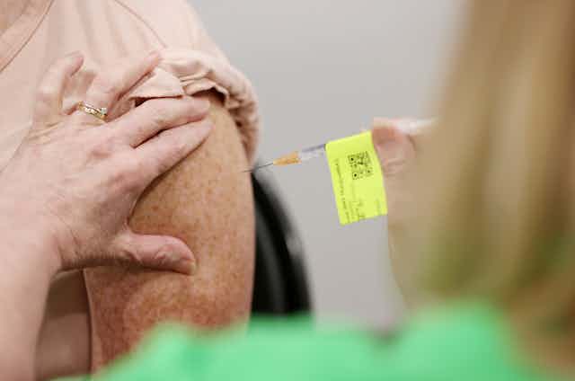 An injection being administered