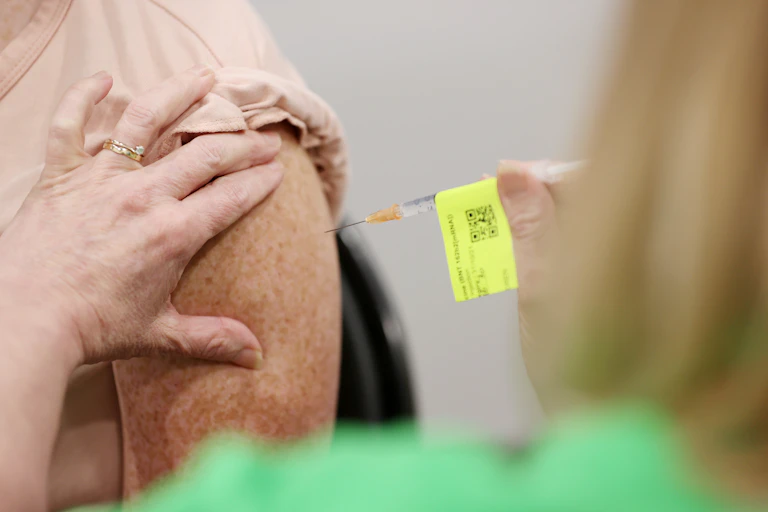 An injection being administered