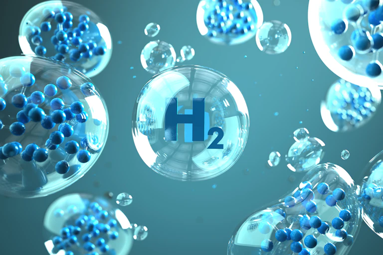 A bubble with 'H2' in blue writing inside.