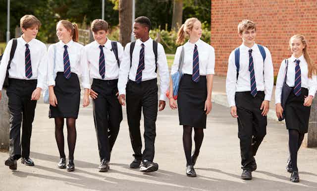 British schoolchildren in uniform