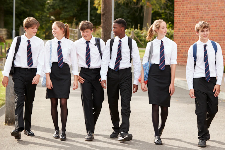 British schoolchildren in uniform