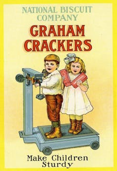 Un anuncio de galletas Graham con dos niños.