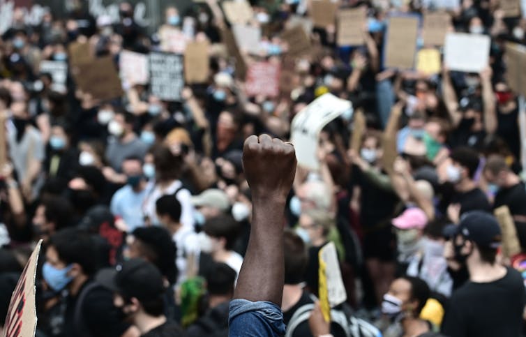Racial justice protestors in New York City.