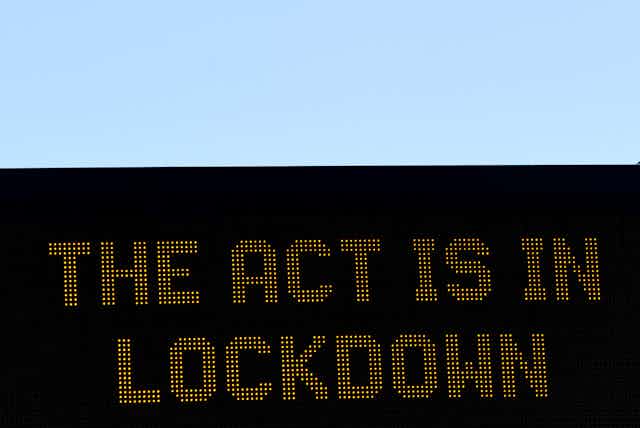 A sign reading 'The ACT is in lockdown'