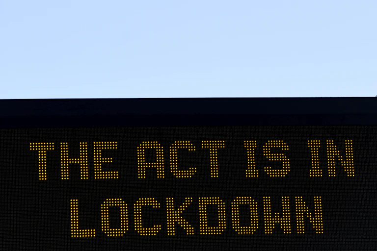 A sign reading 'The ACT is in lockdown'