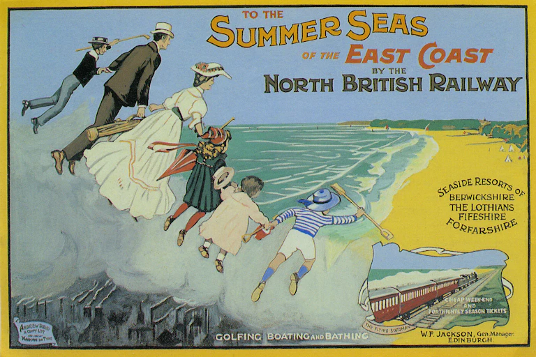 1900s advert for rail travel to the seaside.