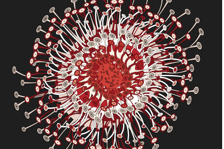 Illustration stylisée d'un coronavirus