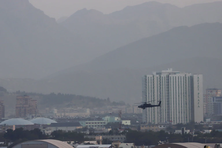 helicopter flying over Kabul