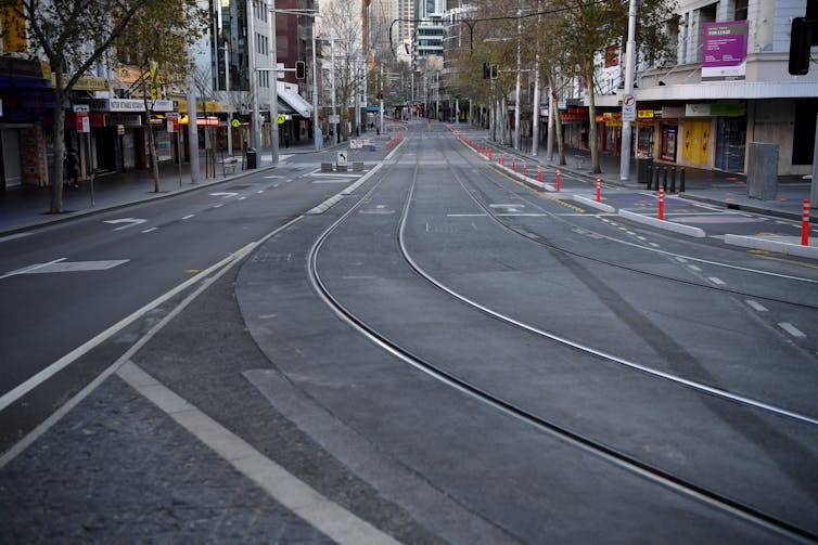 An empty street in Sydney's CBD.