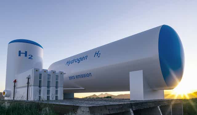 An artist's impression of a hydrogen fuel storage tank.