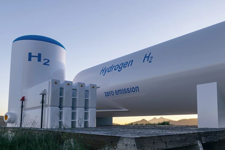 An artist's impression of a hydrogen fuel storage tank.