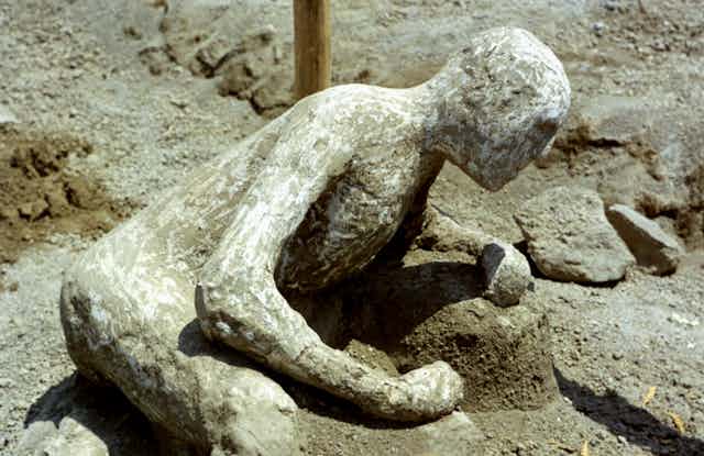 Person killed by the Vesuvius eruption, preserved by ash that carbonized.