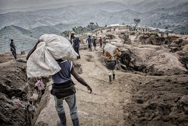 An illegal coltan mine in the Democratic Republic of the Congo.