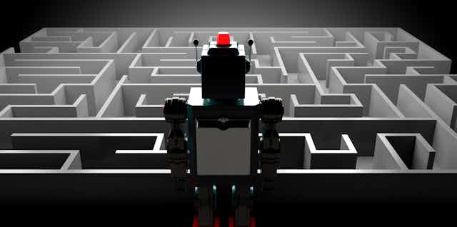 Robot overlooking maze