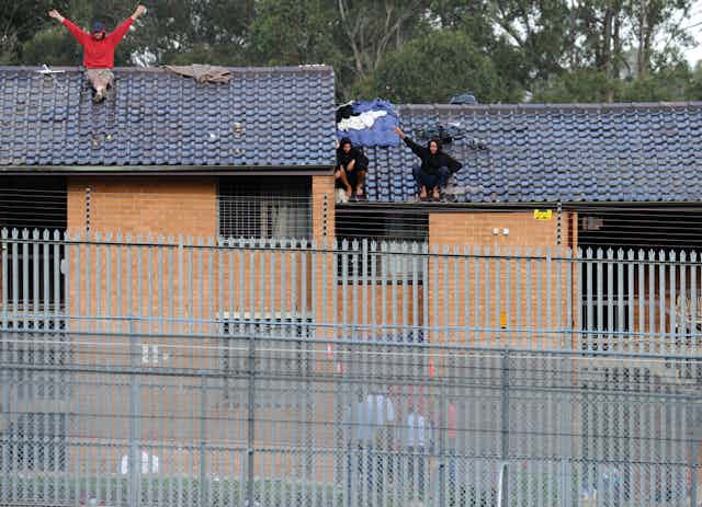 Detainees at Villawood Detention Centre during a protest in 2011.
