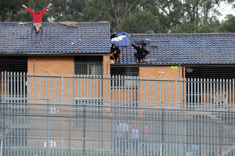 Detainees at Villawood Detention Centre during a protest in 2011.