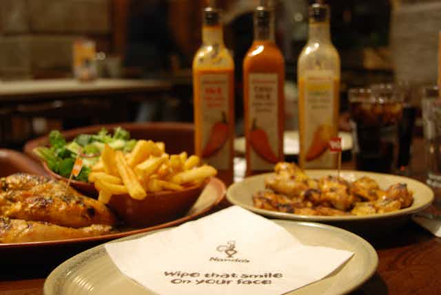 A Nando's meal on a table.