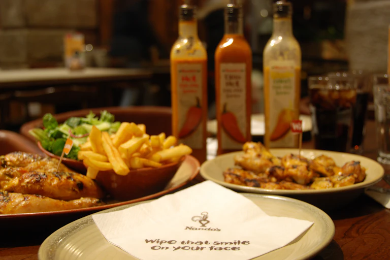 A Nando's meal on a table.
