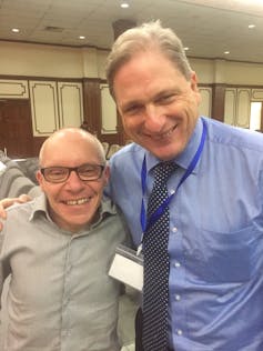 Sean Turnell and Tim Harcourt at the Australian Myanmar Institute's conference in Yangon in 2017.