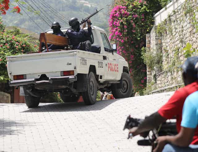Police patrol Port-au-Price.