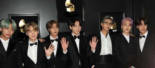 Members of BTS at the 61st Grammy Awards in Los Angeles.
