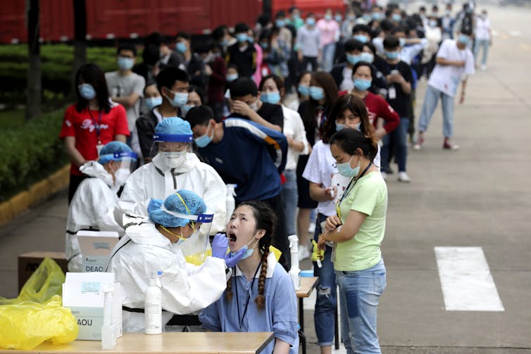 Mass testing at a factory in Wuhan