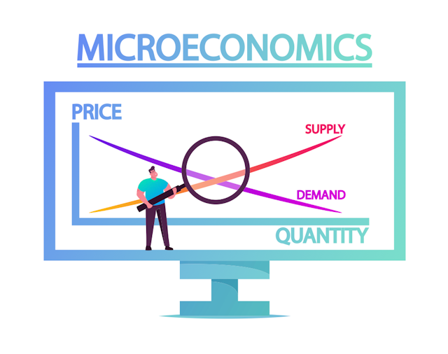 drawing of man with magnifying glass looking at lines on a graph