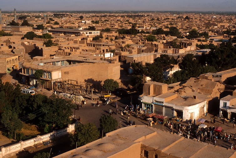 Residents mill in the historic city of Herat, Afghanistan, on July 28, 1996.