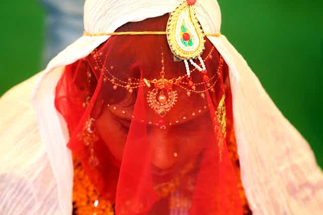 Woman in traditional Indian wedding dress