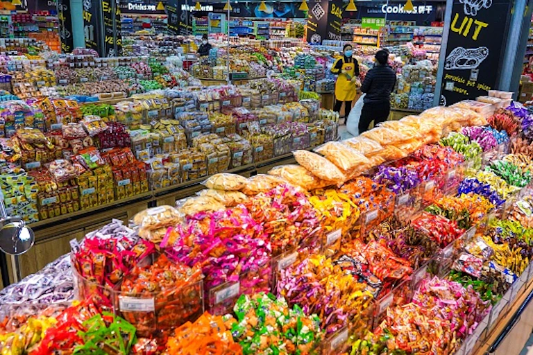 packaged food in a super market