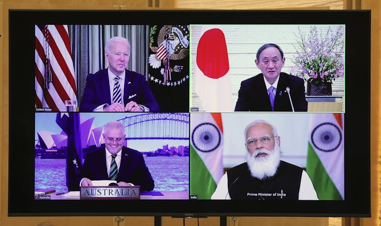 The Quad leaders meet virtually.