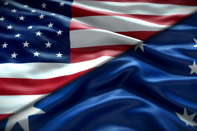 An amalgam of the American and Australian flags