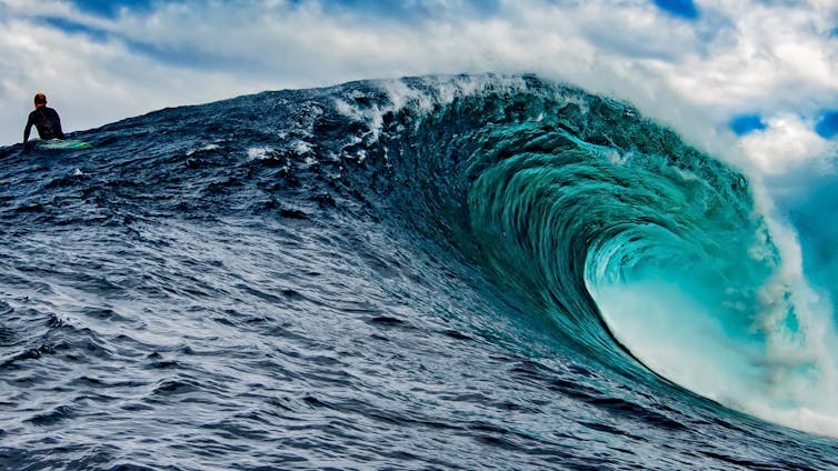 A surfer on a wave